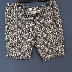 Casual Floral Bermuda Shorts - Navy Blue